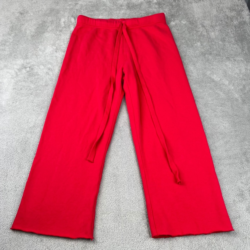 NEW Frank & Eileen M 100% Cotton Catherine Wide Leg Red Triple Fleece Sweatpants